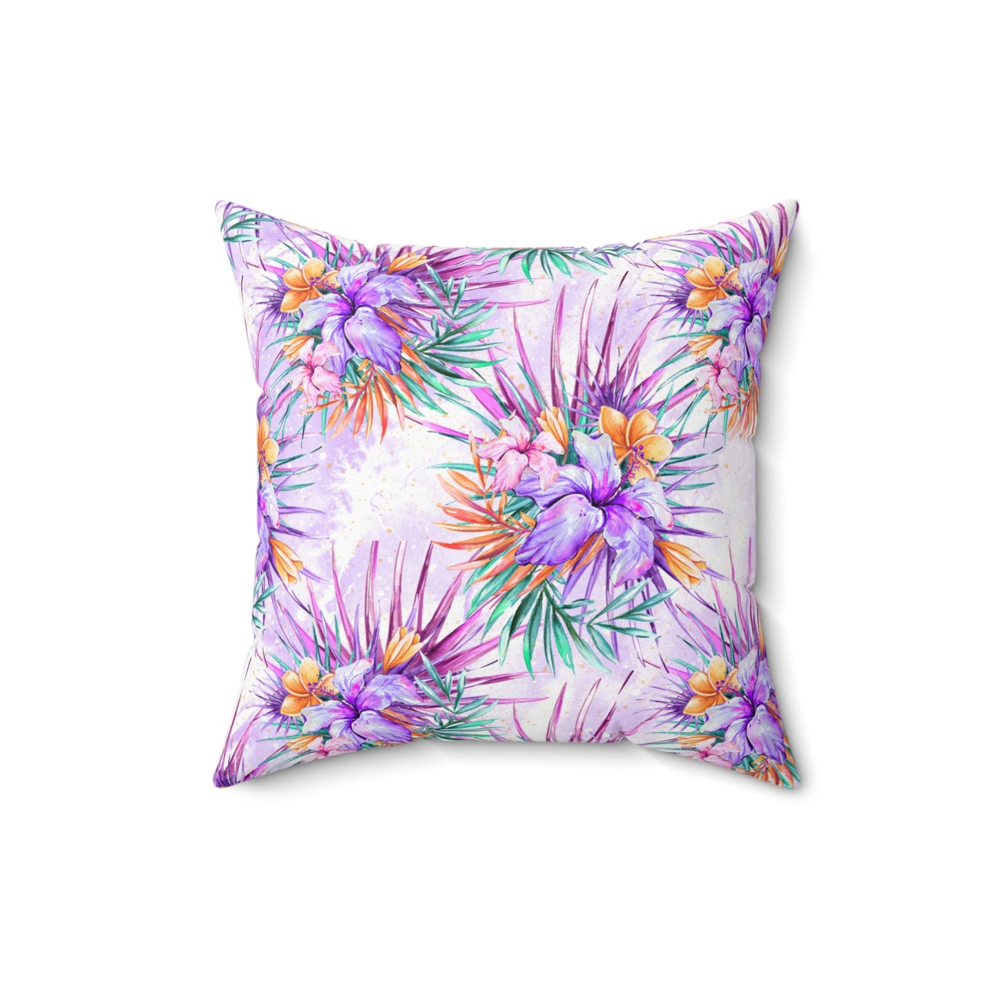 Spun Polyester Square Pillow, Summer Floral Cushion