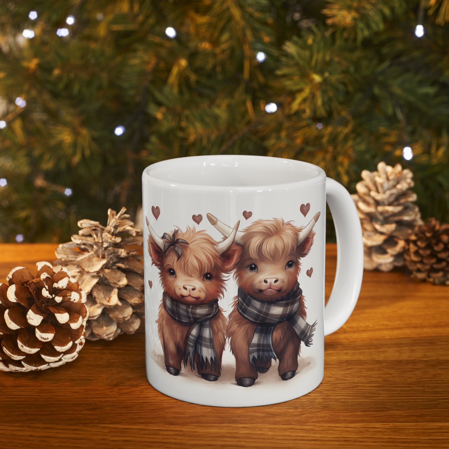 Personalised/Non Personalised Highland Cow, Ceramic Mug 11oz, Highland Cow Mug