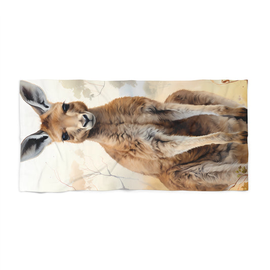 Kangaroo Beach Towel, Summer Towel, Poolside Essential, Animal Print Towel, Travel Accessory, Perfect Gift for Beach Lovers AWD005