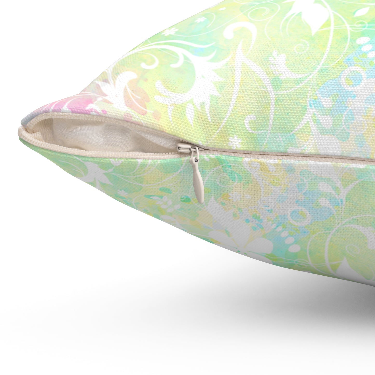 Spun Polyester Square Pillow, Floral Cushion