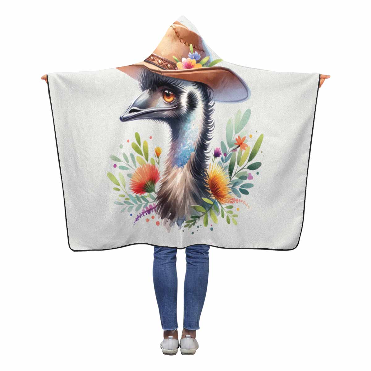 Australian Animal Emu Awd1322  Hooded Blanket 60"x50"