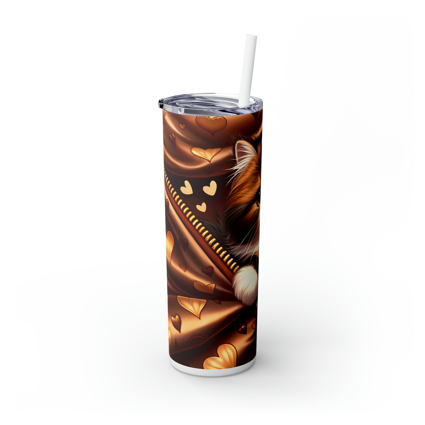 Skinny Tumbler with Straw, 20oz, Cat, Valentines Day, awd-936