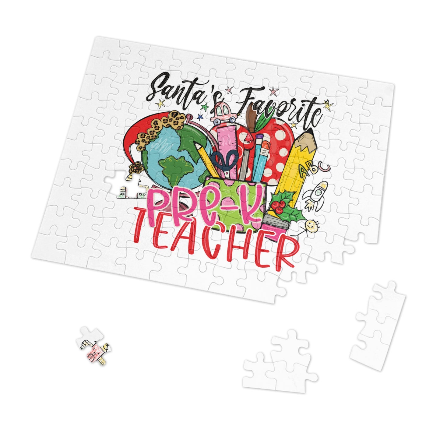 Puzzle, Santa's Favorite PreK Teacher, Personalised/Non-Personalised (30, 110, 252, 500,1000-Piece)