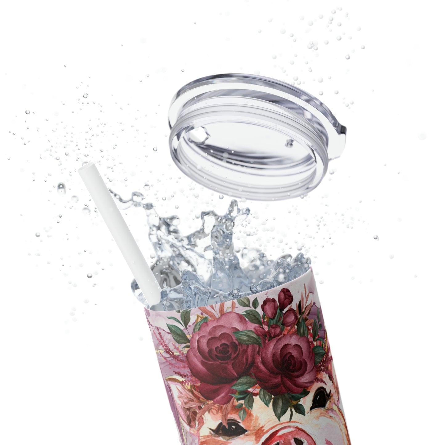 Skinny Tumbler with Straw, 20oz, Pig