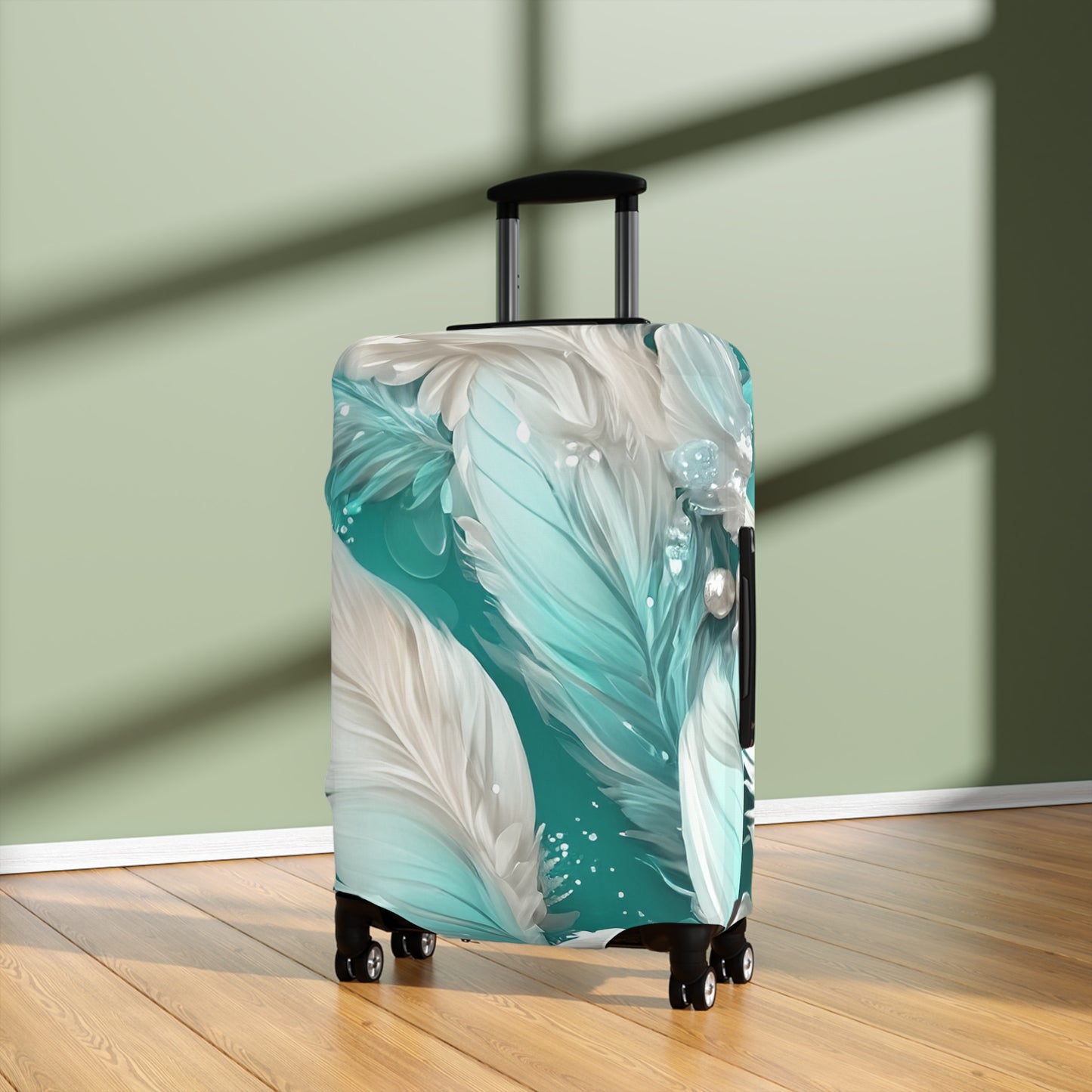 Luggage Cover, Turquoise Floral-3