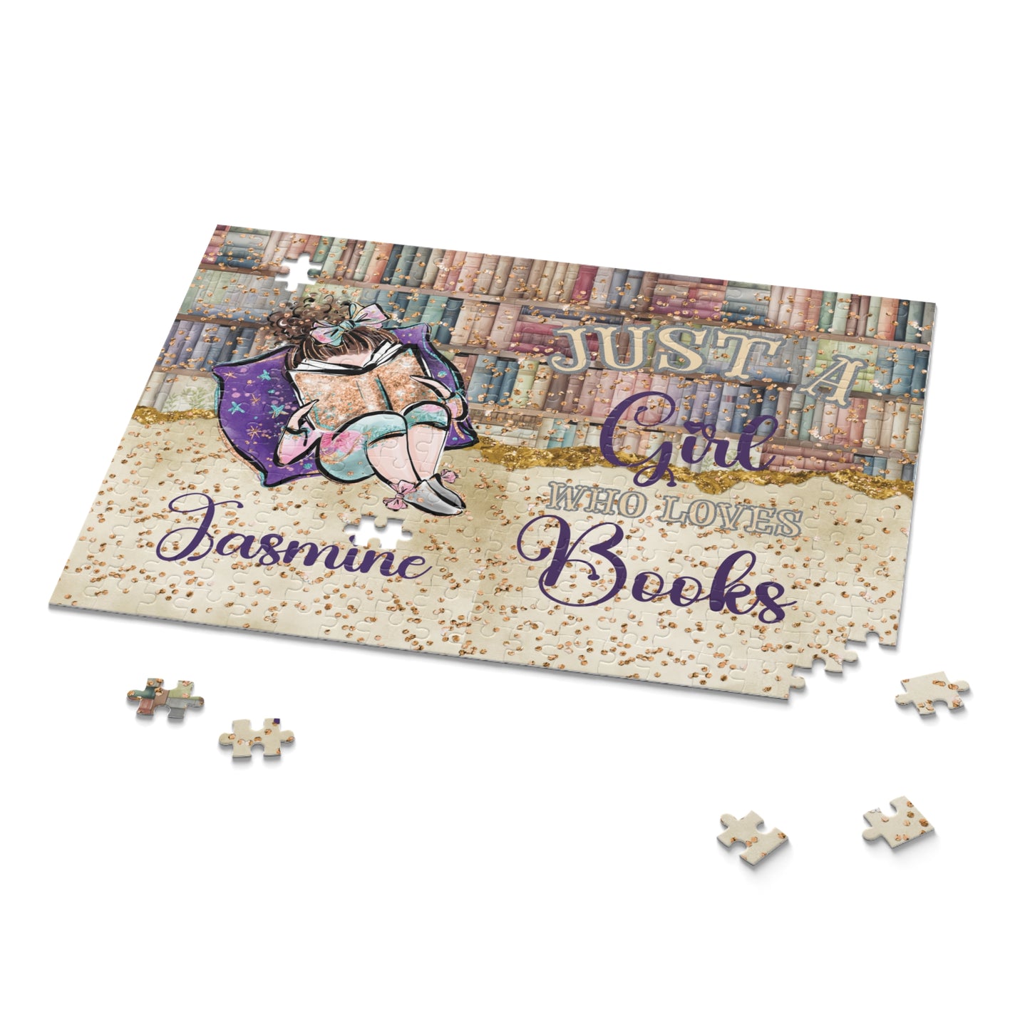 Puzzle, Just a Girl who Loves Books, Brunette Hair, Personalised/Non-Personalised, (120, 252, 500-Piece)