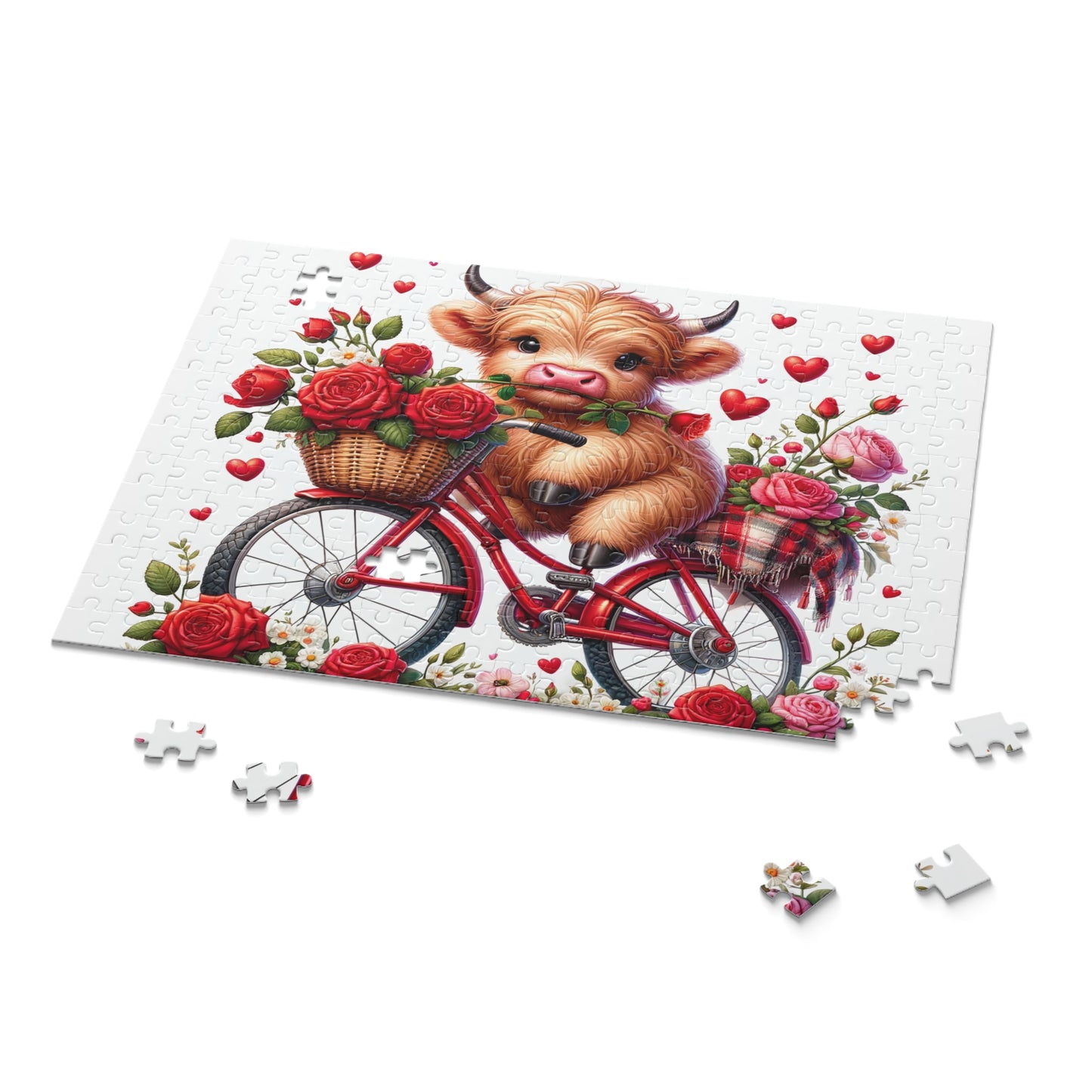 Puzzle, Highland Cow on Bike  (120, 252, 500-Piece) awd-611