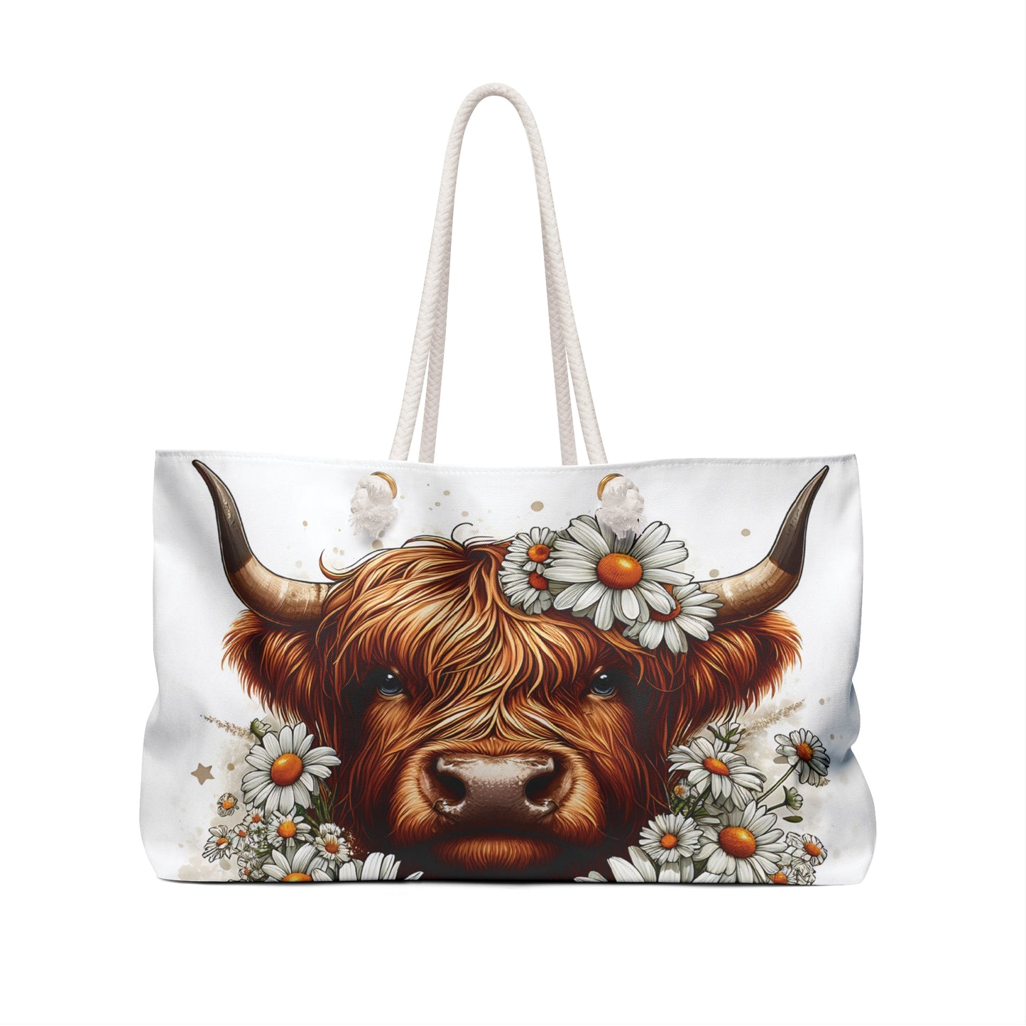 Personalised/Non-Personalised Weekender Bag, Highland Cow, Large Weekender Bag, Beach Bag, Book Bag