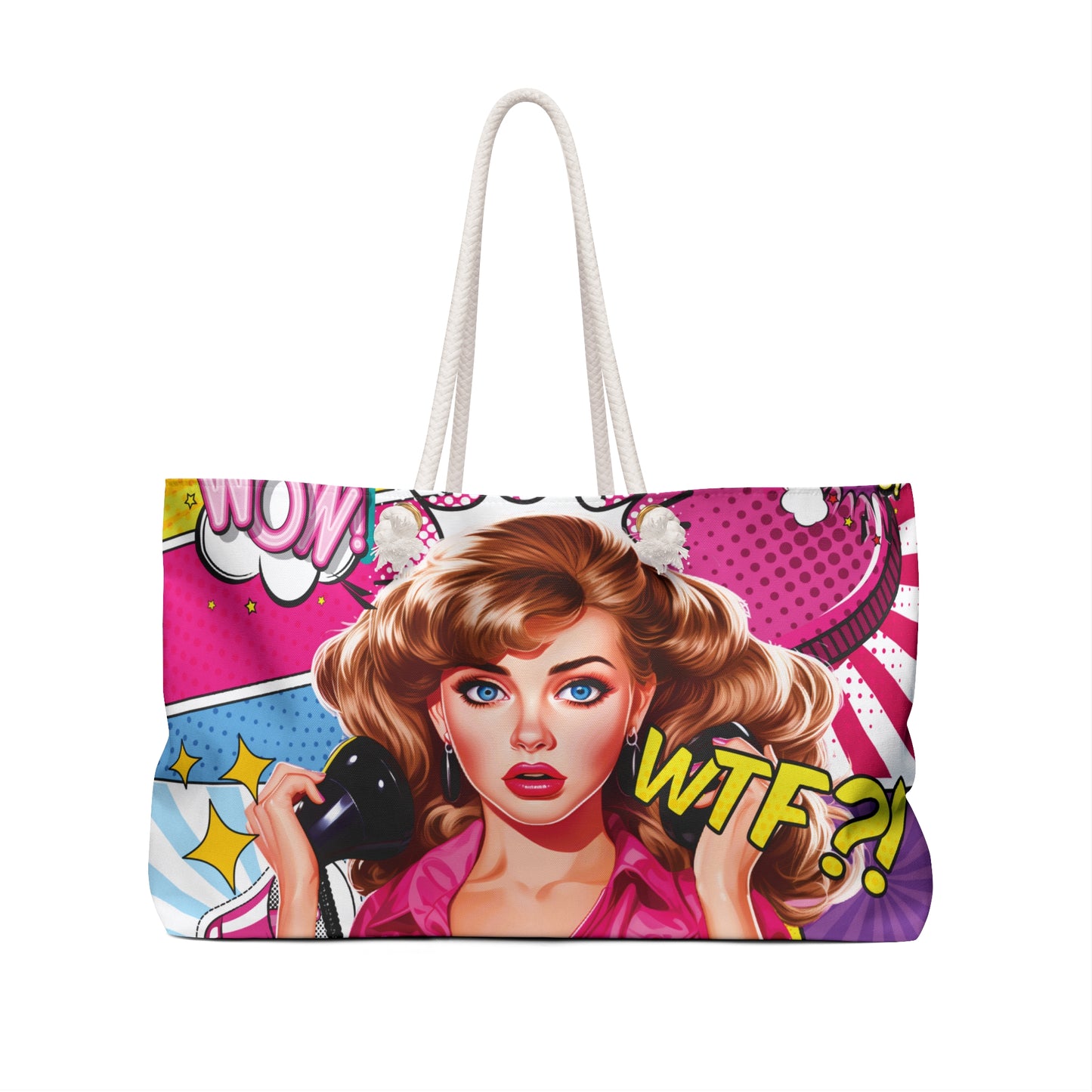 Personalised/Non-Personalised Weekender Bag, Pop Art, Large Weekender Bag, Beach Bag, Book Bag