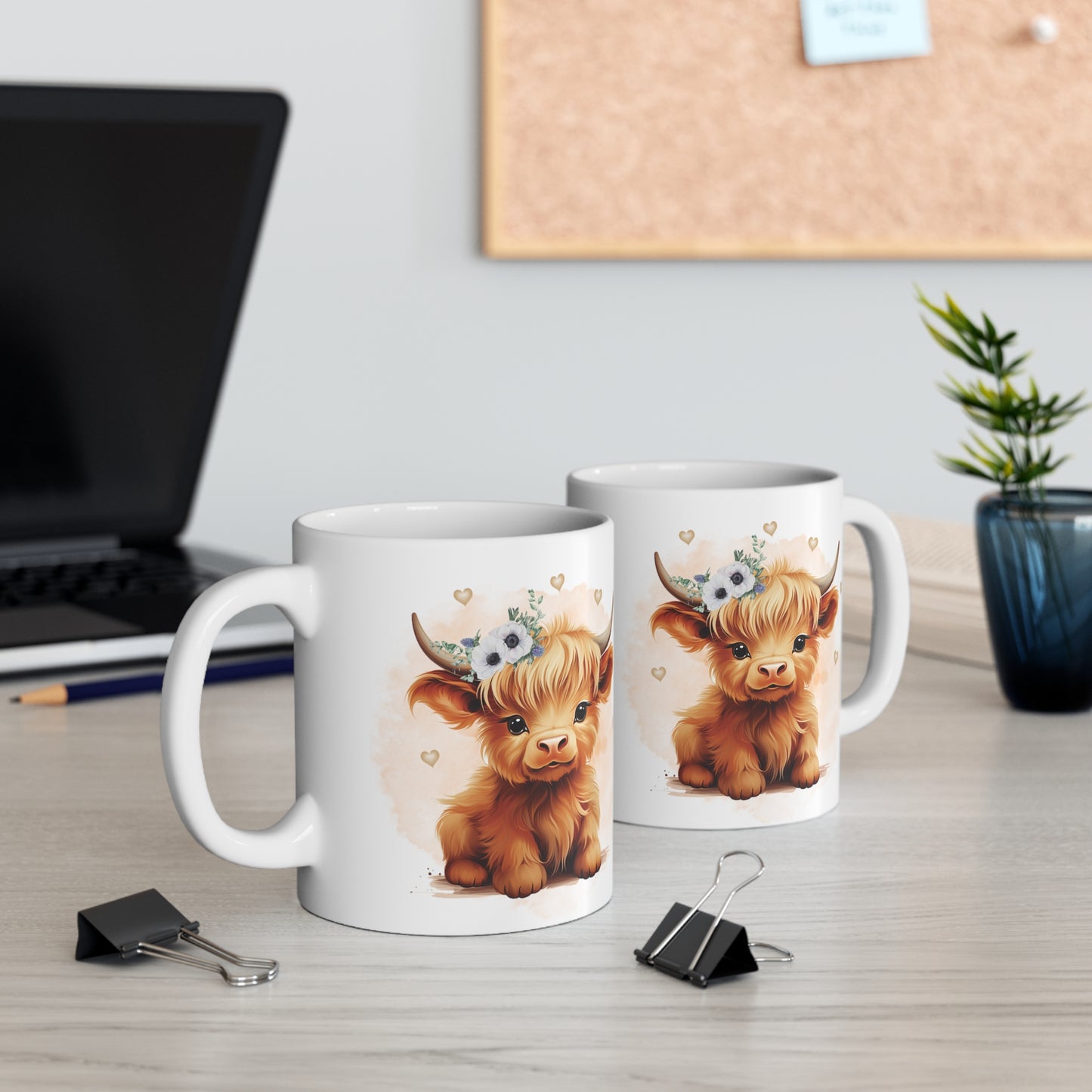 Personalised/Non Personalised Highland Cow, Ceramic Mug 11oz, Highland Cow Mug