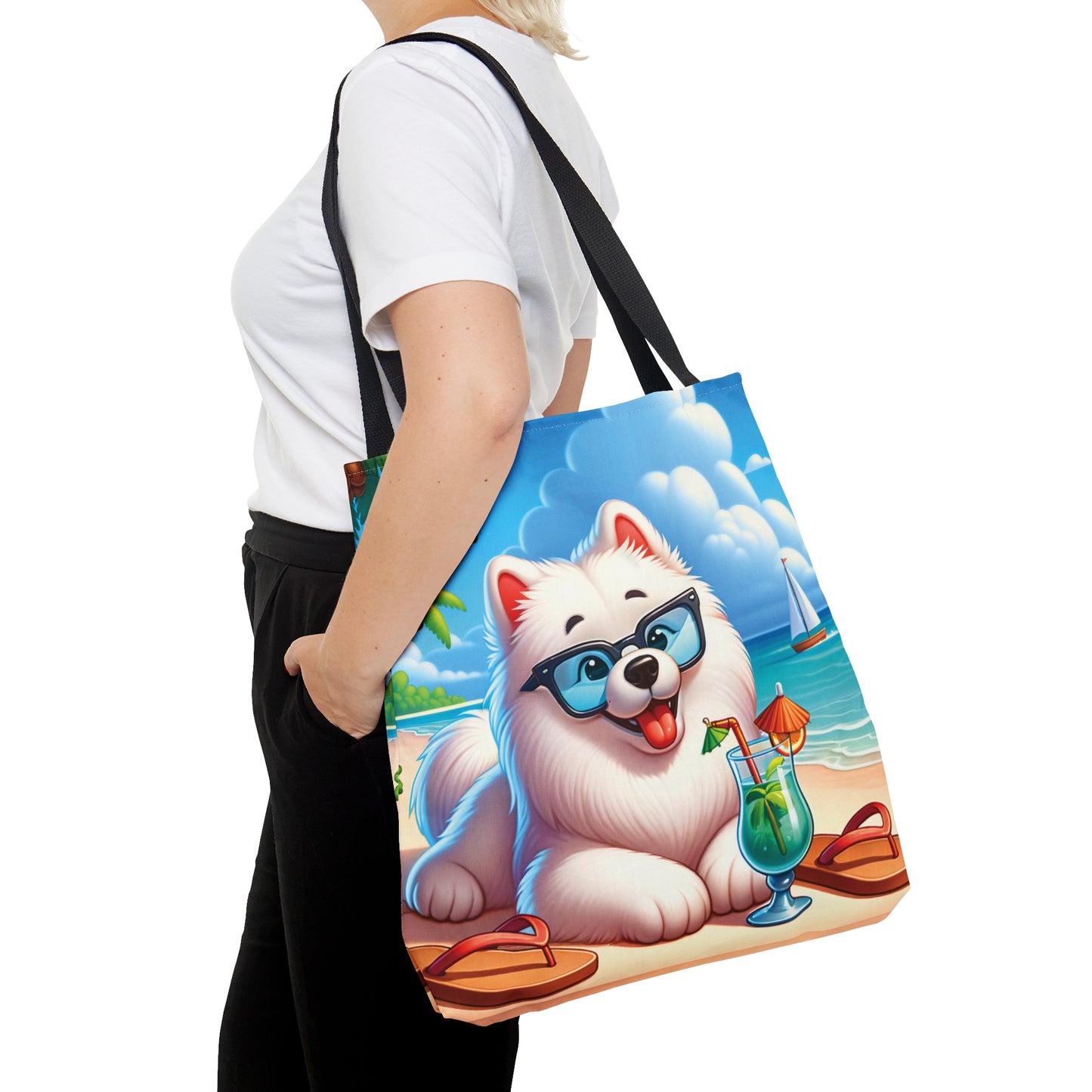 Tote Bag, Dog on Beach, Samoyed, Tote bag,  awd-1240