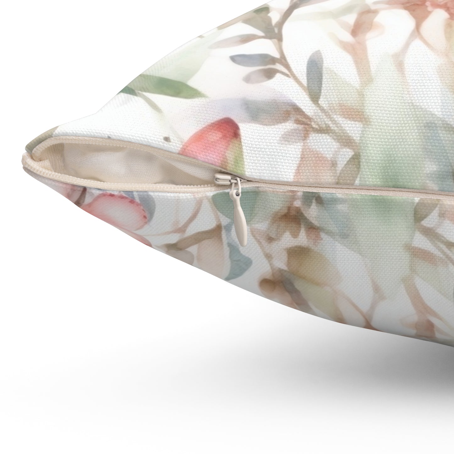 Spun Polyester Square Pillow, Butterfly Floral Cushion