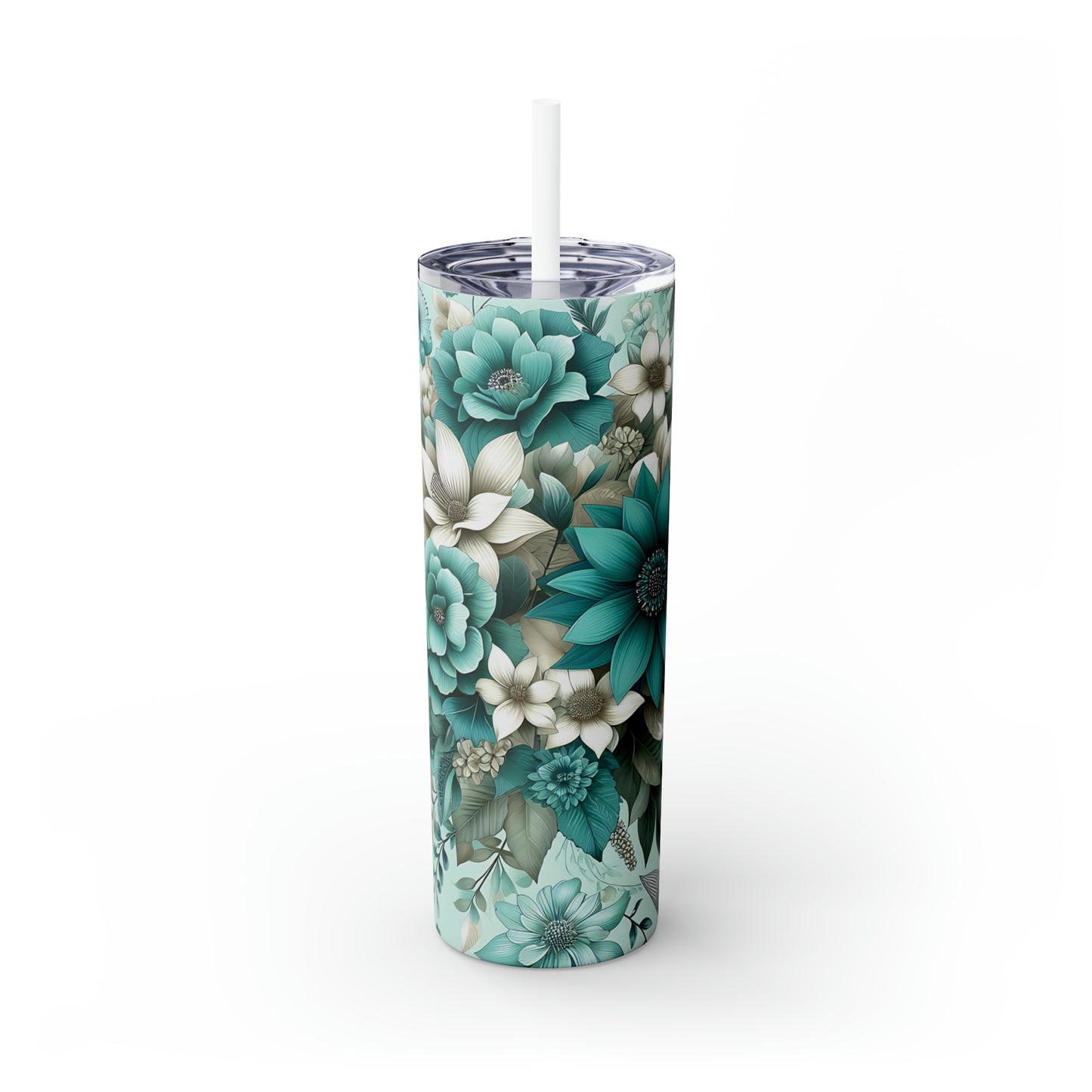 Skinny Tumbler with Straw, 20oz, Floral, awd-440