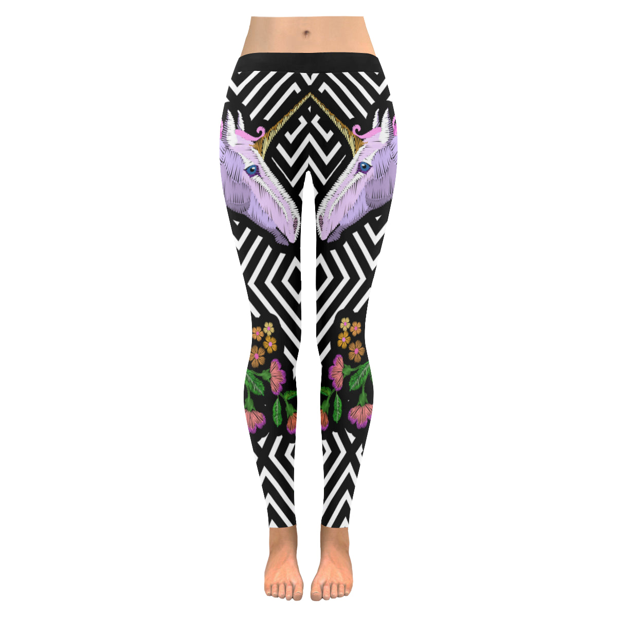 unicorn and horse Women's Low Rise Leggings (Invisible Stitch)