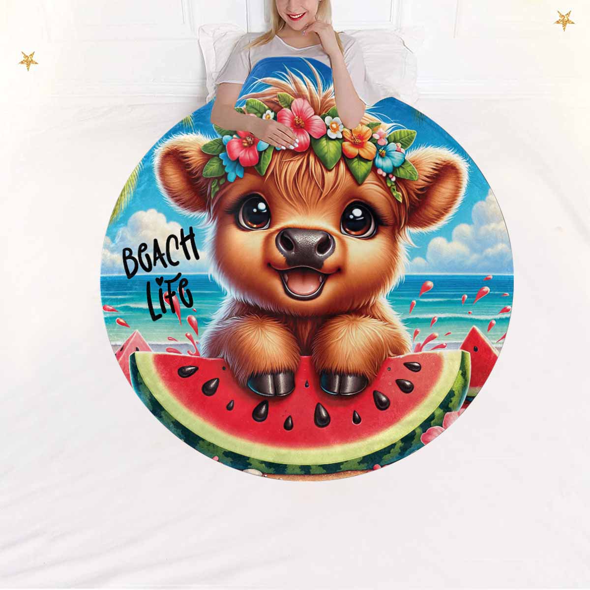 Highland Cow Awd35117  Circular Micro Fleece Blanket 47"