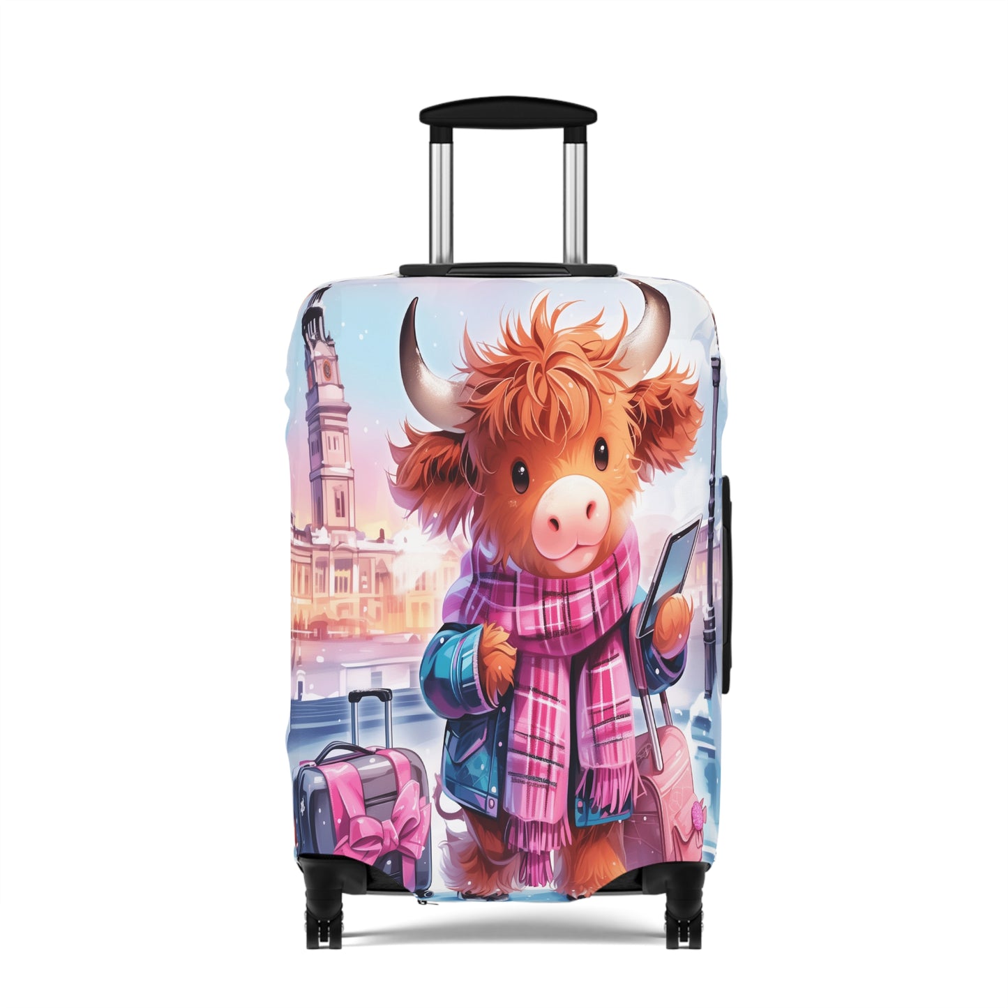 Luggage Cover, Travelling Highland Cow, awd-3024