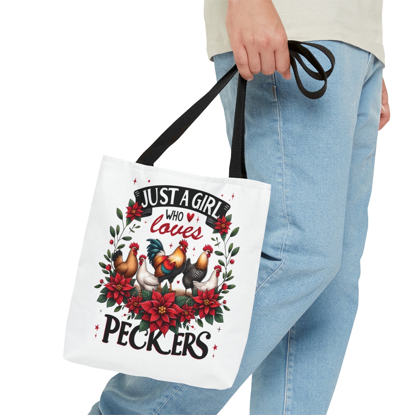 Tote Bag, Chicken, Just a Girl who loves Peckers, Personalised/Non-Personalised Tote bag