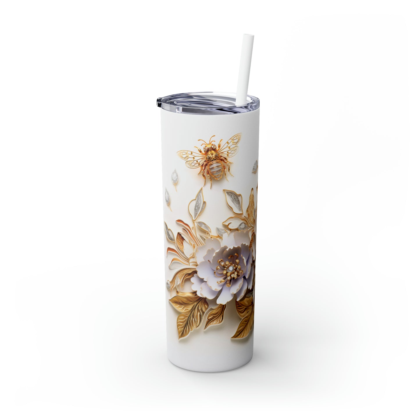 Skinny Tumbler with Straw, 20oz, Floral, awd-419