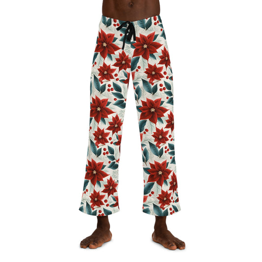 Men's Pajama Pants, Red poinsettia