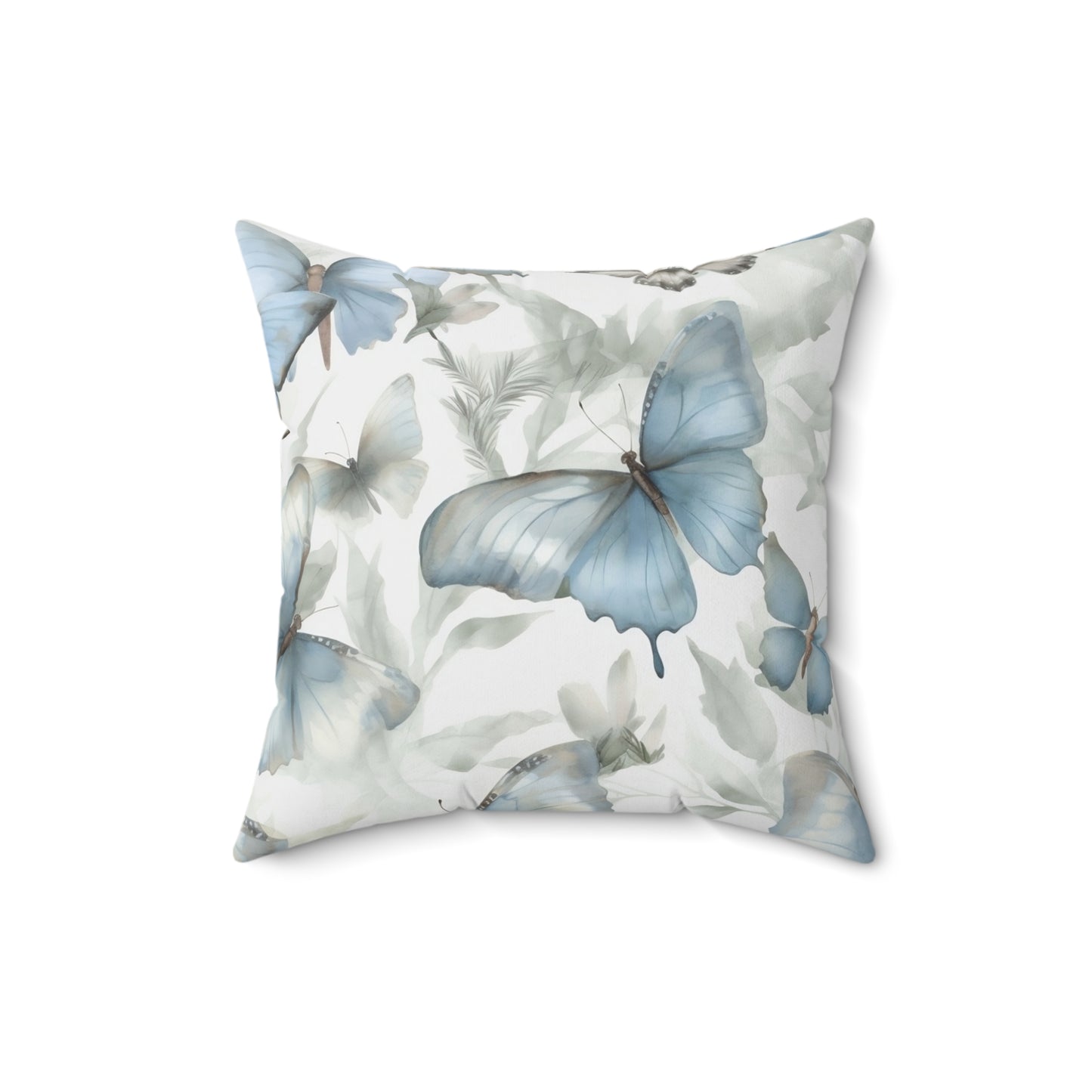 Spun Polyester Square Pillow, Butterfly Floral Cushion