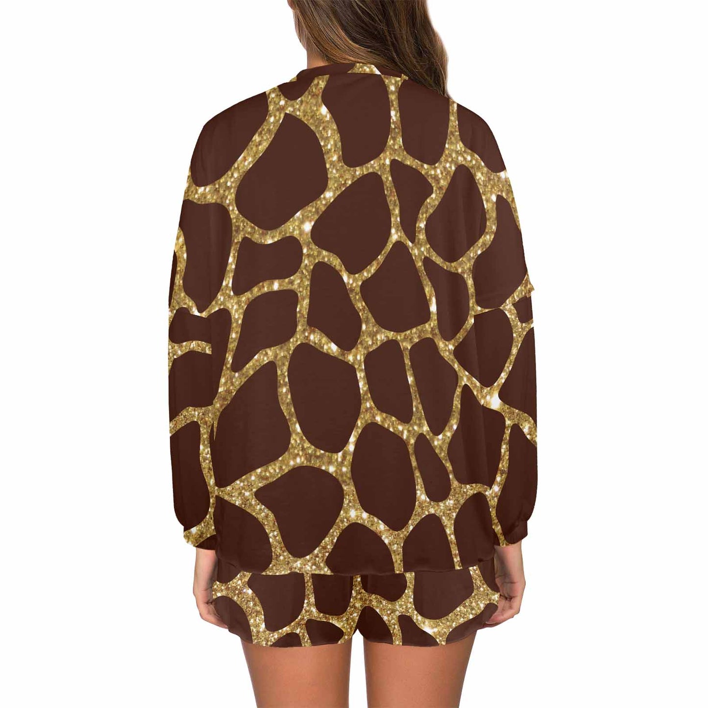 Animal print 6  Women's Long Sleeve Pajama Set with Shorts