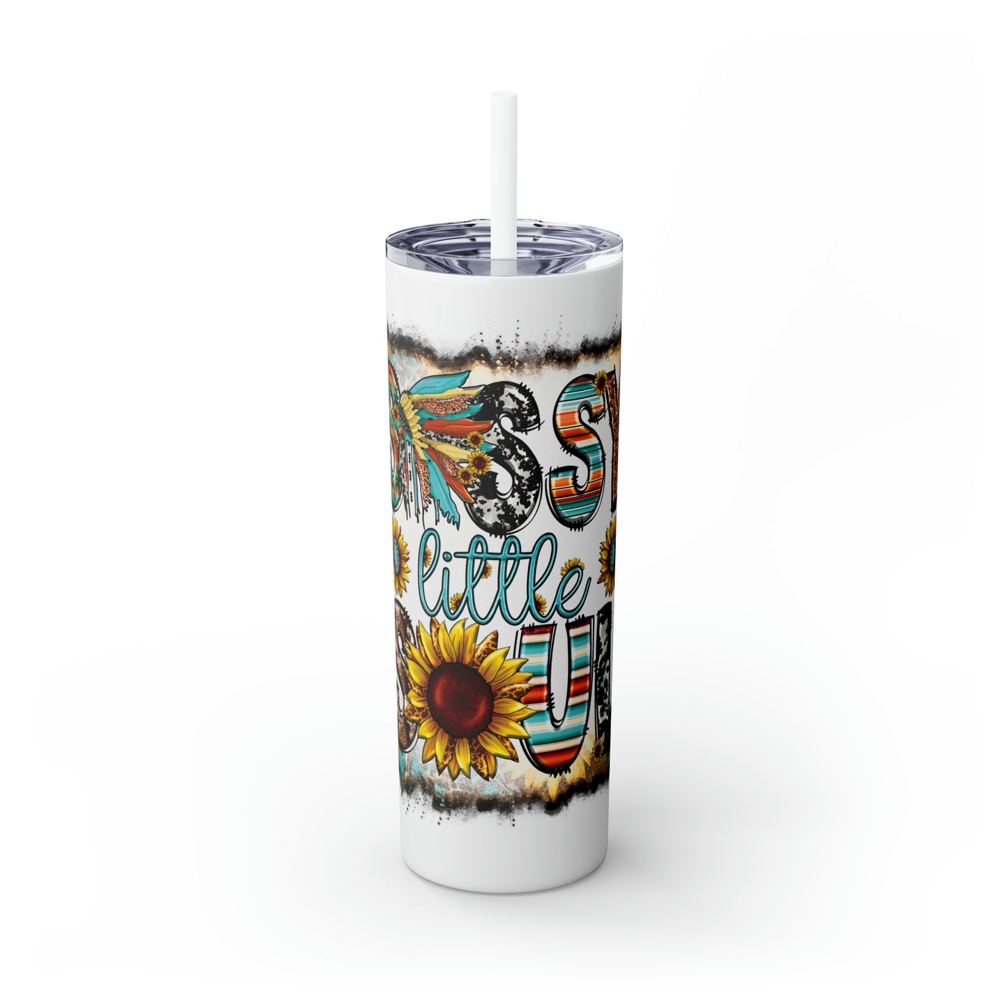 Skinny Tumbler with Straw, 20oz, Sunflowers, Western, Quote, Sassy Little Soul