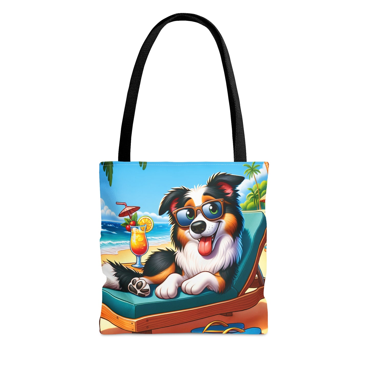 Tote Bag, Dog on Beach, Border Collie, Tote bag,  awd-1102