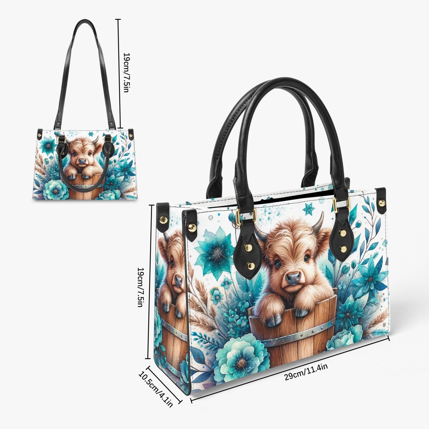 Women's Tote Bag - Long Strap - Highland Cow