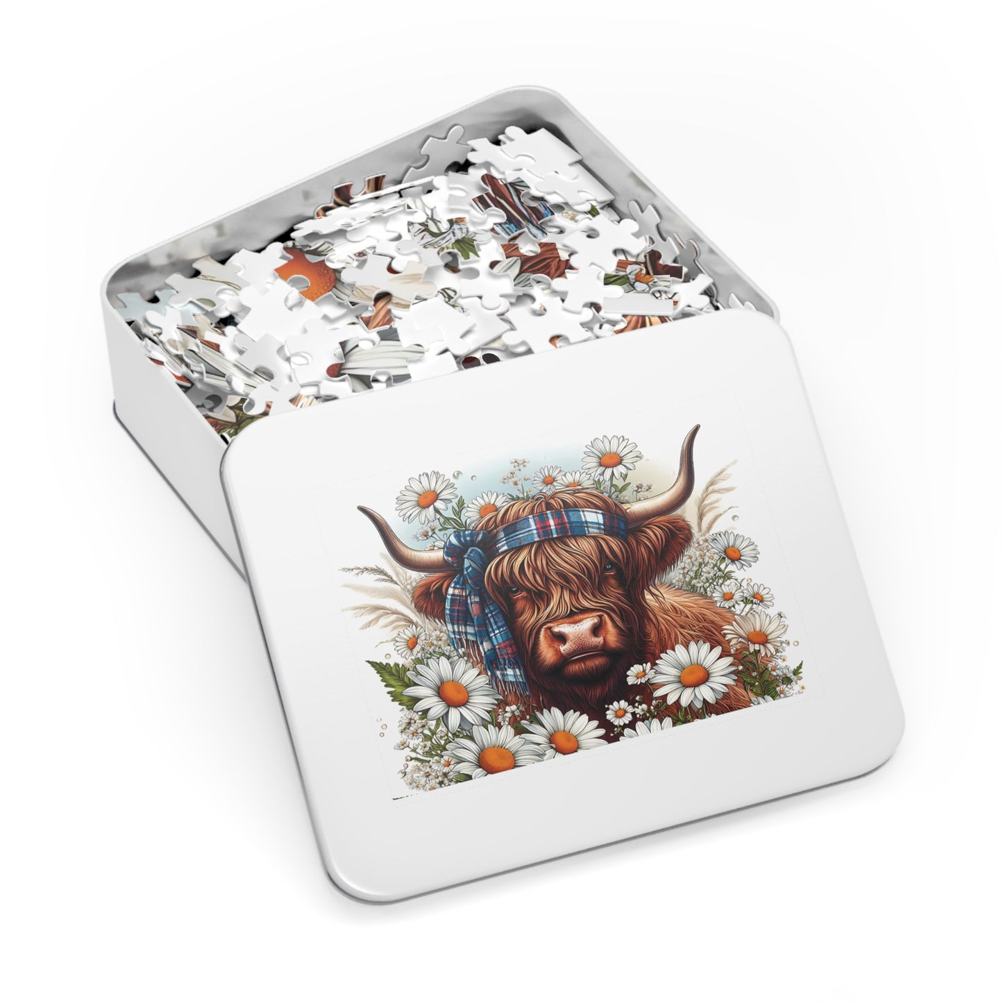 Jigsaw Puzzle, Highland Cow, Personalised/Non-Personalised (30, 110, 252, 500,1000-Piece)