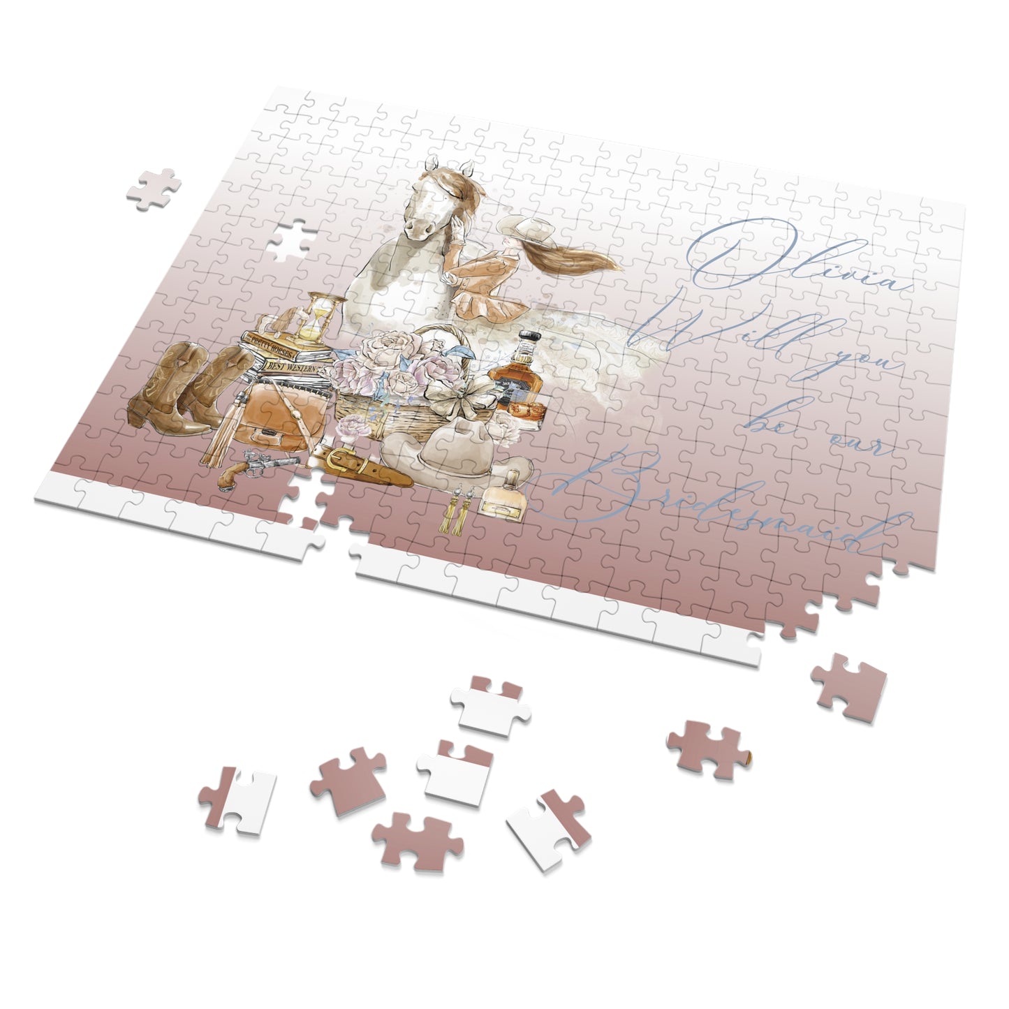 Jigsaw Puzzle, Western, Romance Floral, Bridal, Will you be our Bridesmaid, Personalised/Non-Personalised (30, 110, 252, 500,1000-Piece)