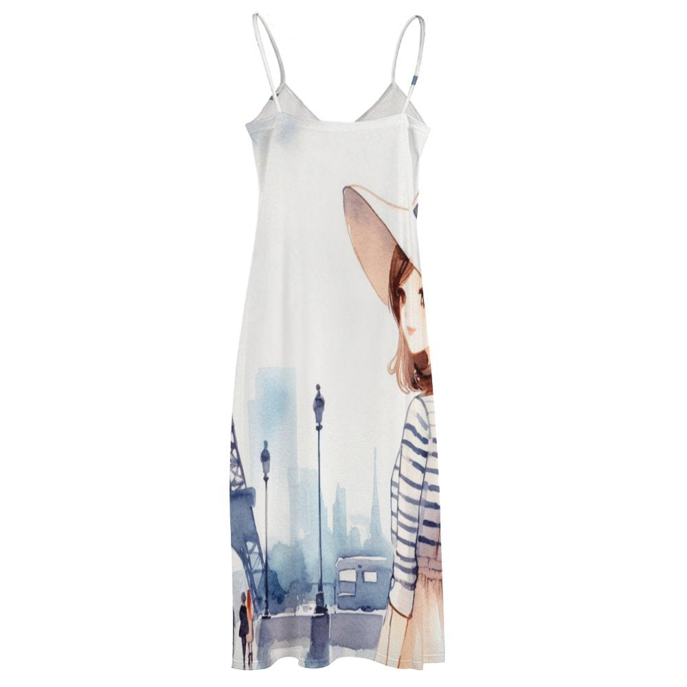 Just a Girl who Loves Travel Spaghetti Strap Ankle-Length Dress Long dress