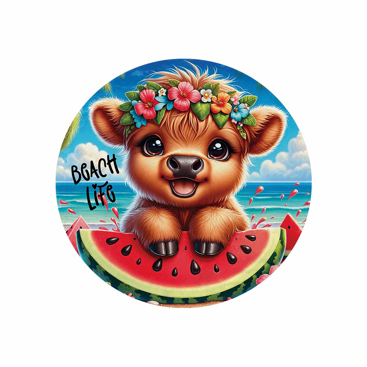 Highland Cow Awd35117  Circular Micro Fleece Blanket 60"