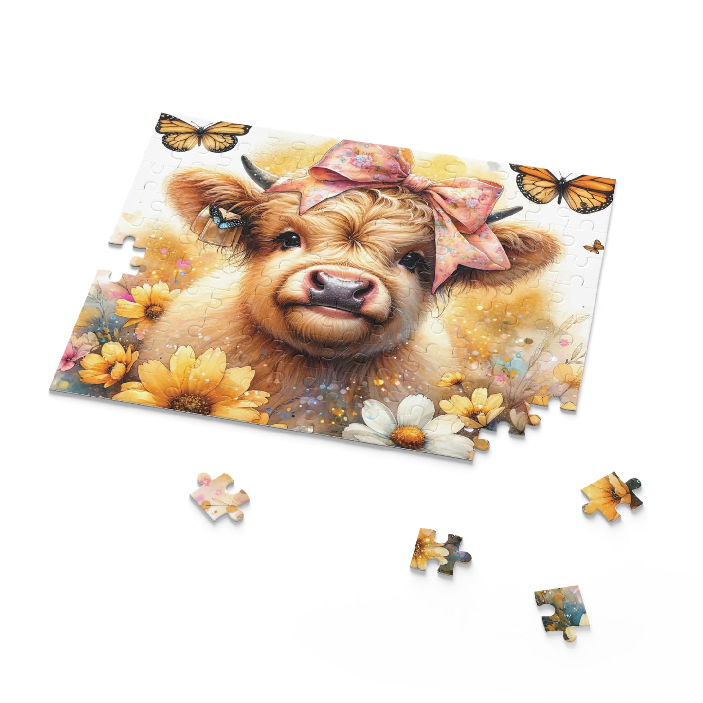 Personalised/Non-Personalised Puzzle, Highland Cow (120, 252, 500-Piece)