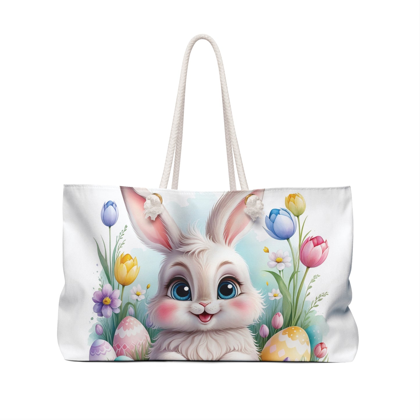 Personalised/Non-Personalised Weekender Bag, Easter Bunny, Rabbit Large Weekender Bag, Beach Bag, Book Bag