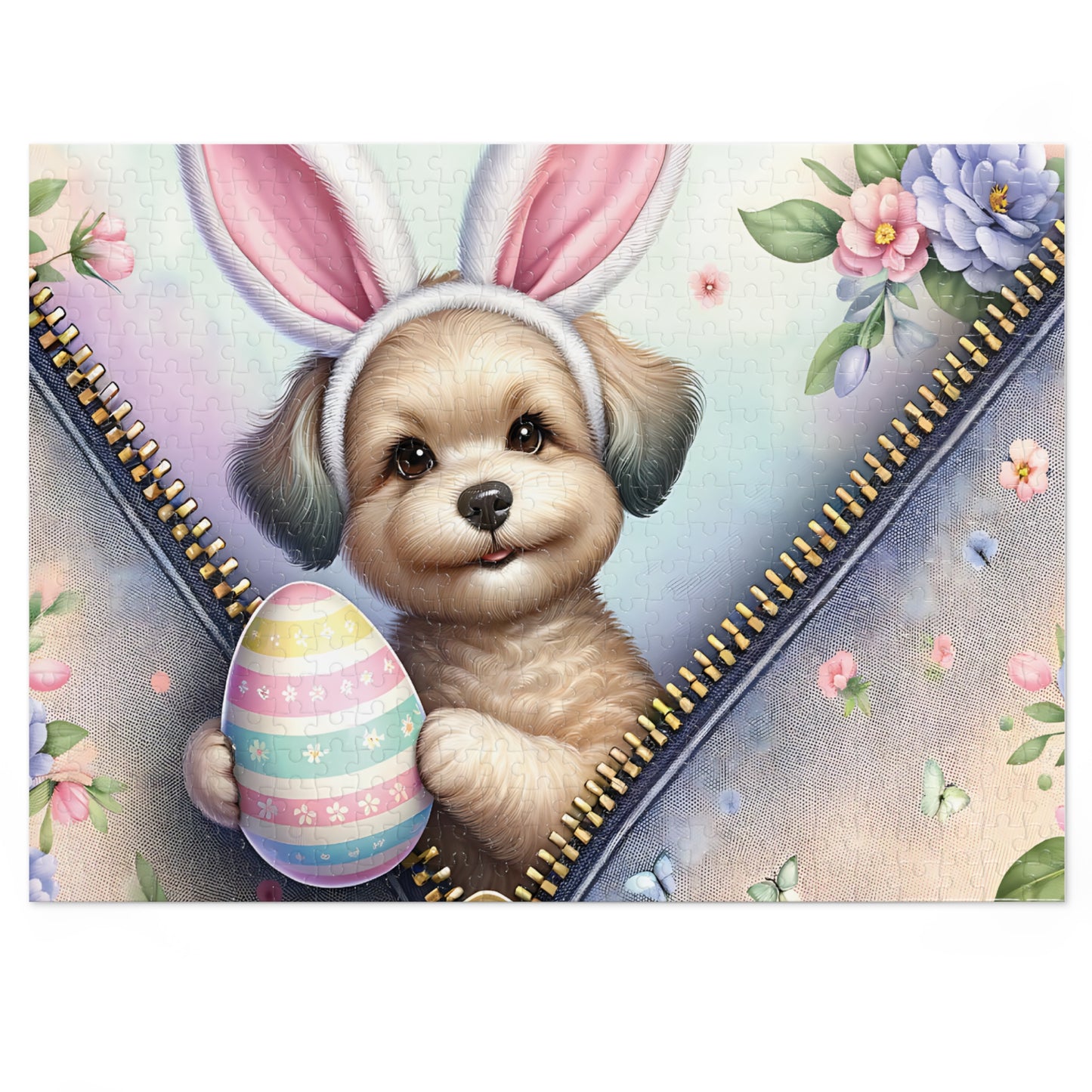 Jigsaw Puzzle, Easter, Dog with Bunny Ears, Personalised/Non-Personalised (30, 110, 252, 500,1000-Piece) Awd-1310