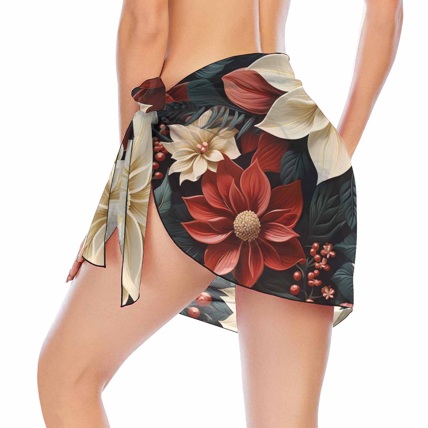 Christmas Poinsettia 50  Women's Beach Sarong Wrap