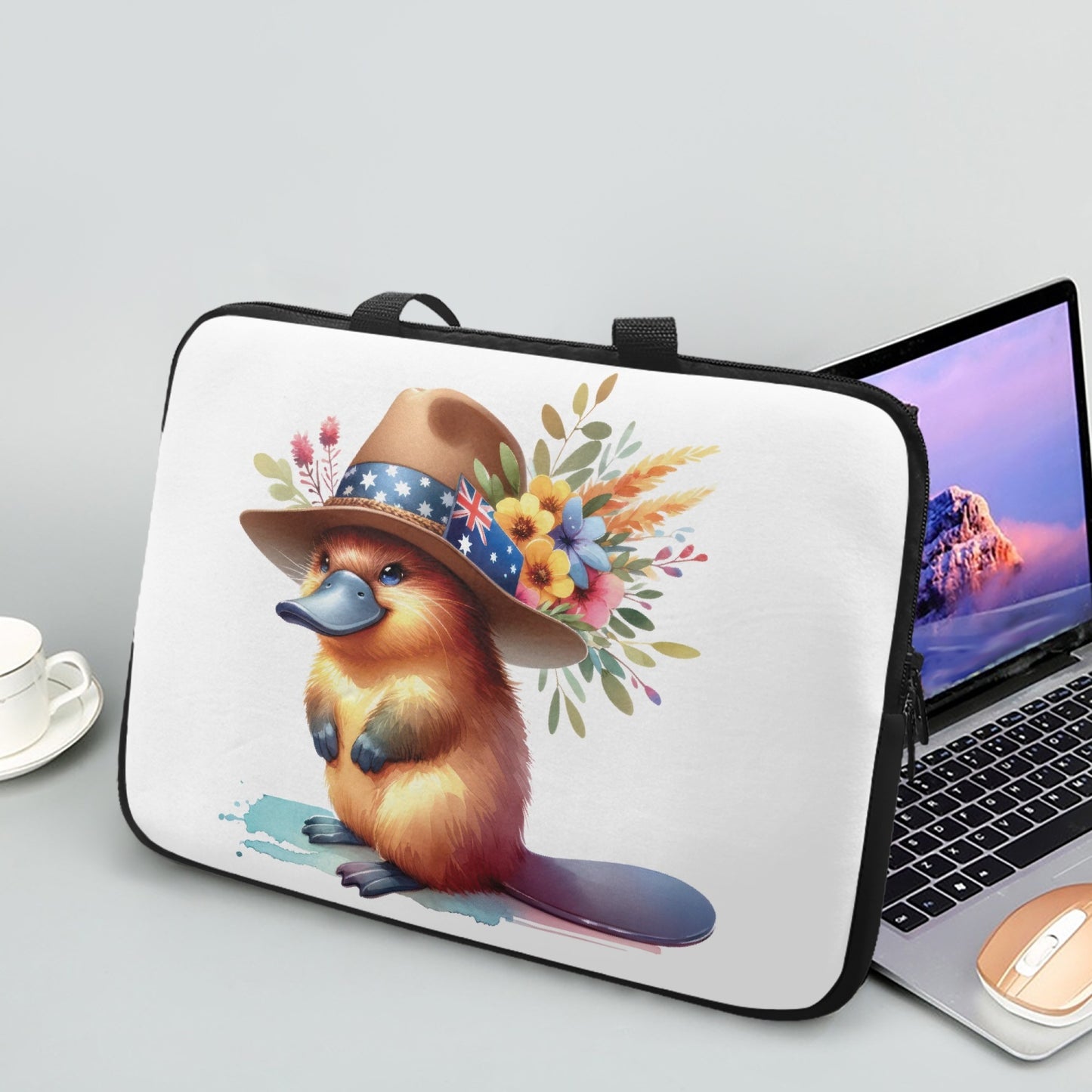 Laptop Sleeve with Handles - Australian Animals - Platypus