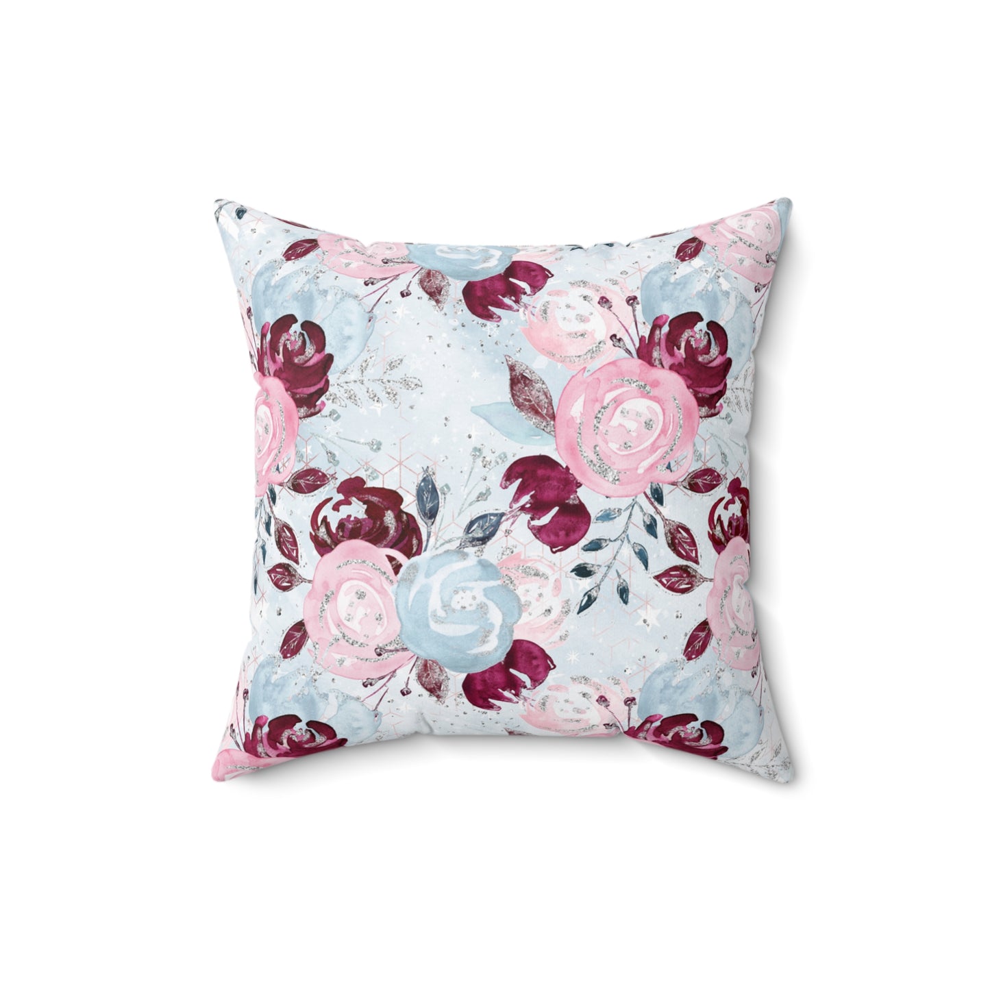 Spun Polyester Square Pillow, Floral Cushion