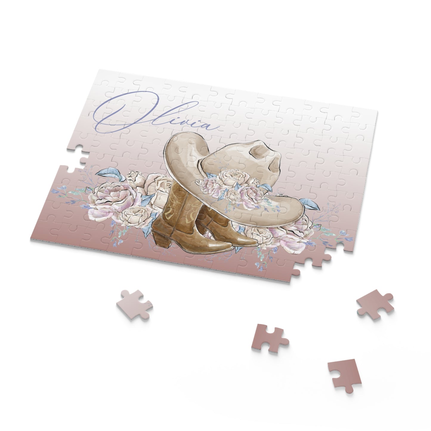 Personalised/Non-Personalised Puzzle, Country Boots, Romance Floral (120, 252, 500-Piece)