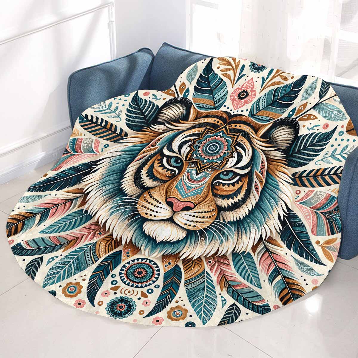 Mandella_Lion_Awd35153  Circular Micro Fleece Blanket 47"