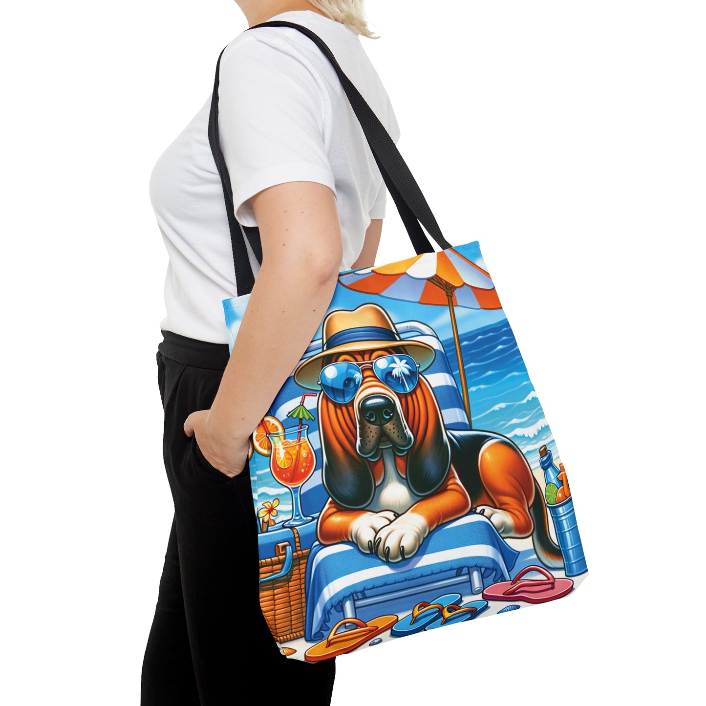 Tote Bag, Dog on Beach, Bloodhound, Tote bag, awd-1106