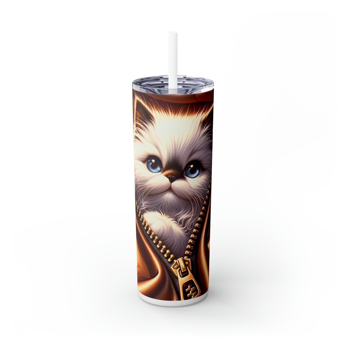 Skinny Tumbler with Straw, 20oz, Cat, Valentines Day, awd-935