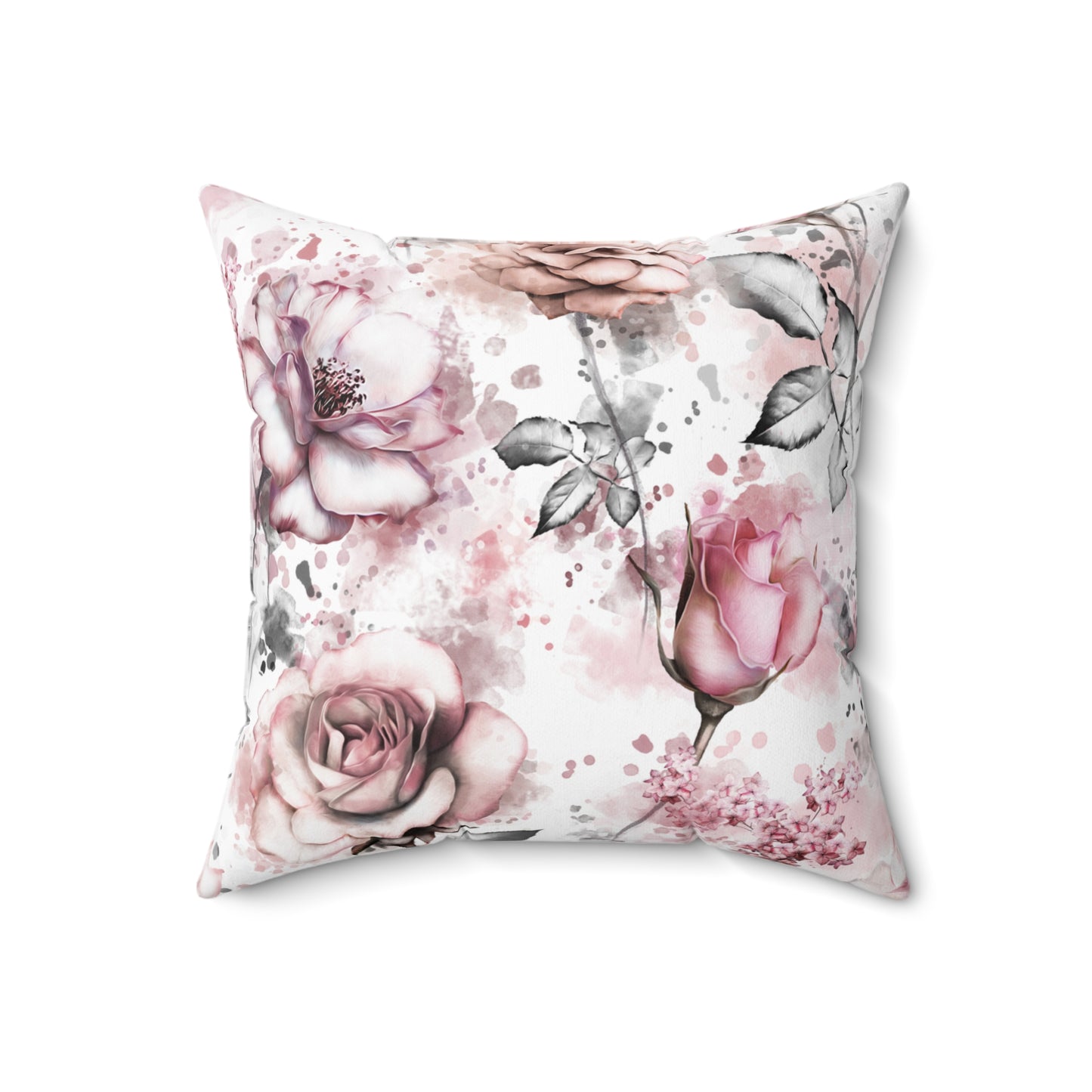 Spun Polyester Square Pillow, Floral Cushion