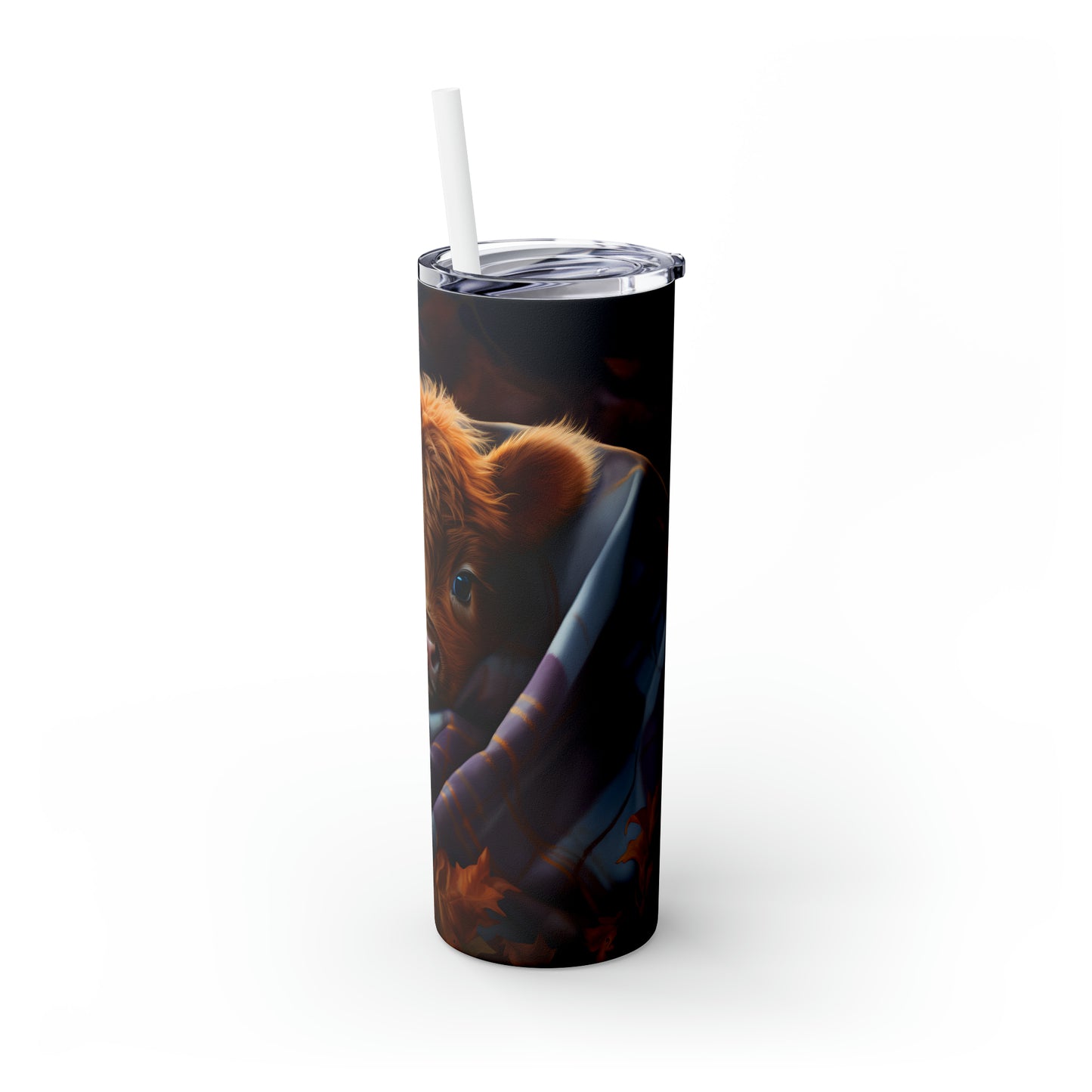 Skinny Tumbler with Straw, 20oz Highlander Cow