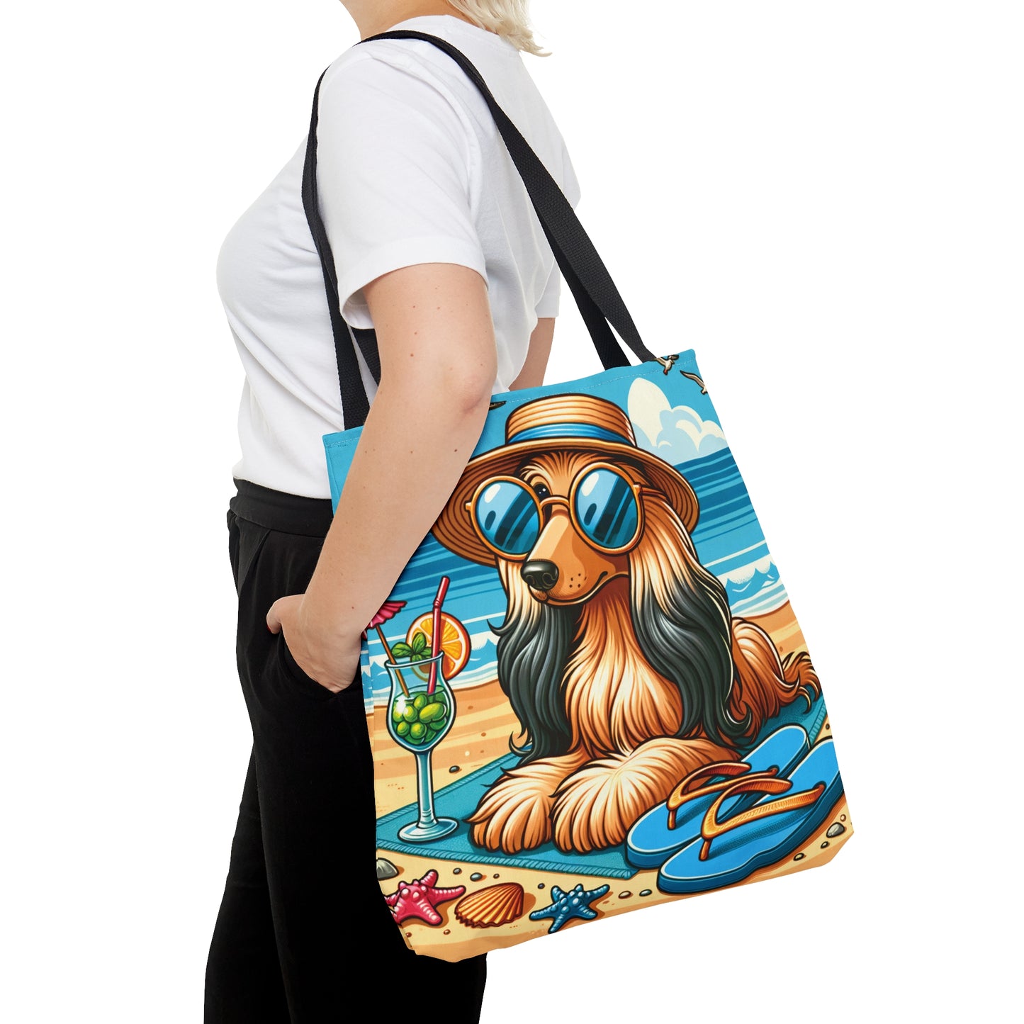 Tote Bag, Dog on Beach, Afghan Hound, Tote bag, awd-1118