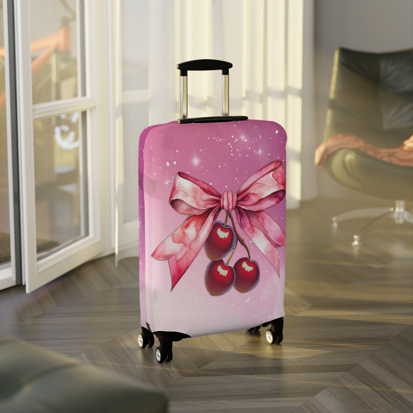 Luggage Cover, Rockabilly, Coquette, Cherries and Ribbon, awd-2514