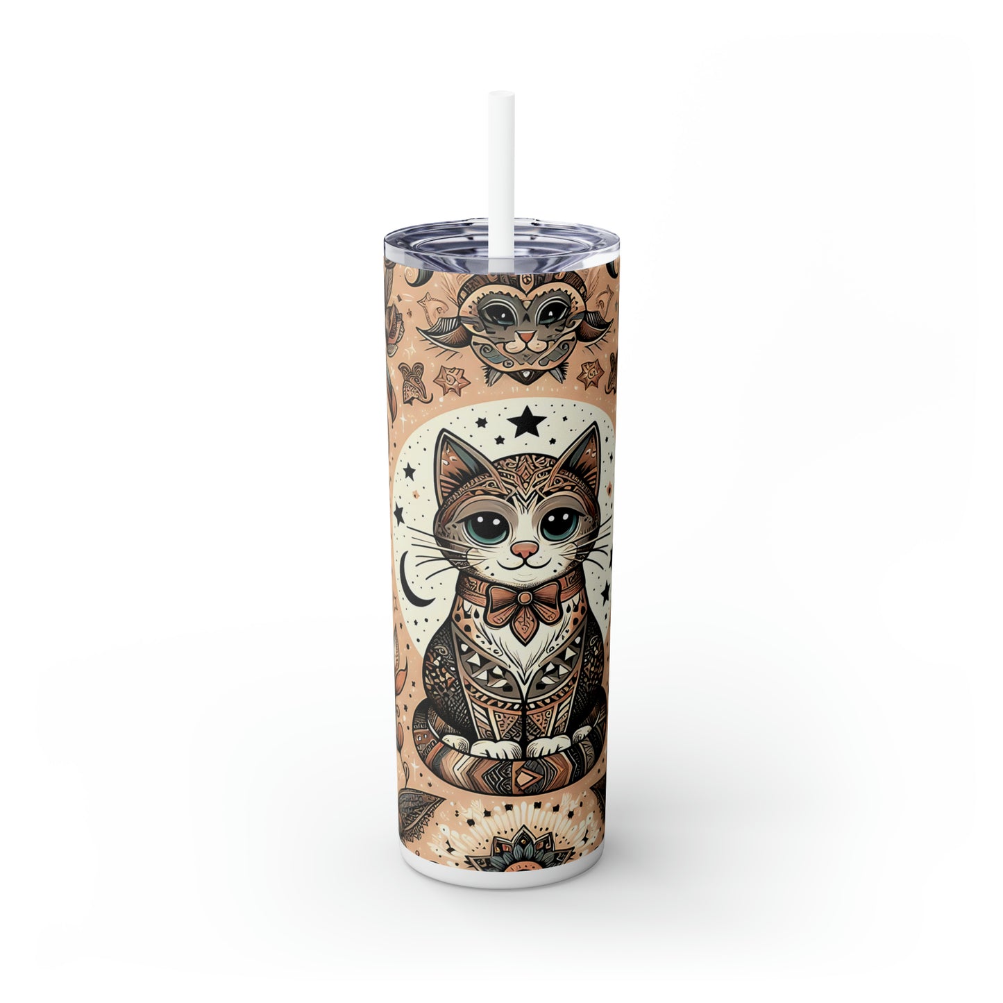 Skinny Tumbler with Straw, 20oz, Cats, awd-325