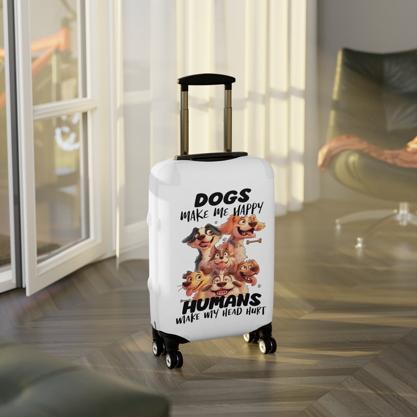 Luggage Cover, Dog, Dogs make me happy, awd-4006