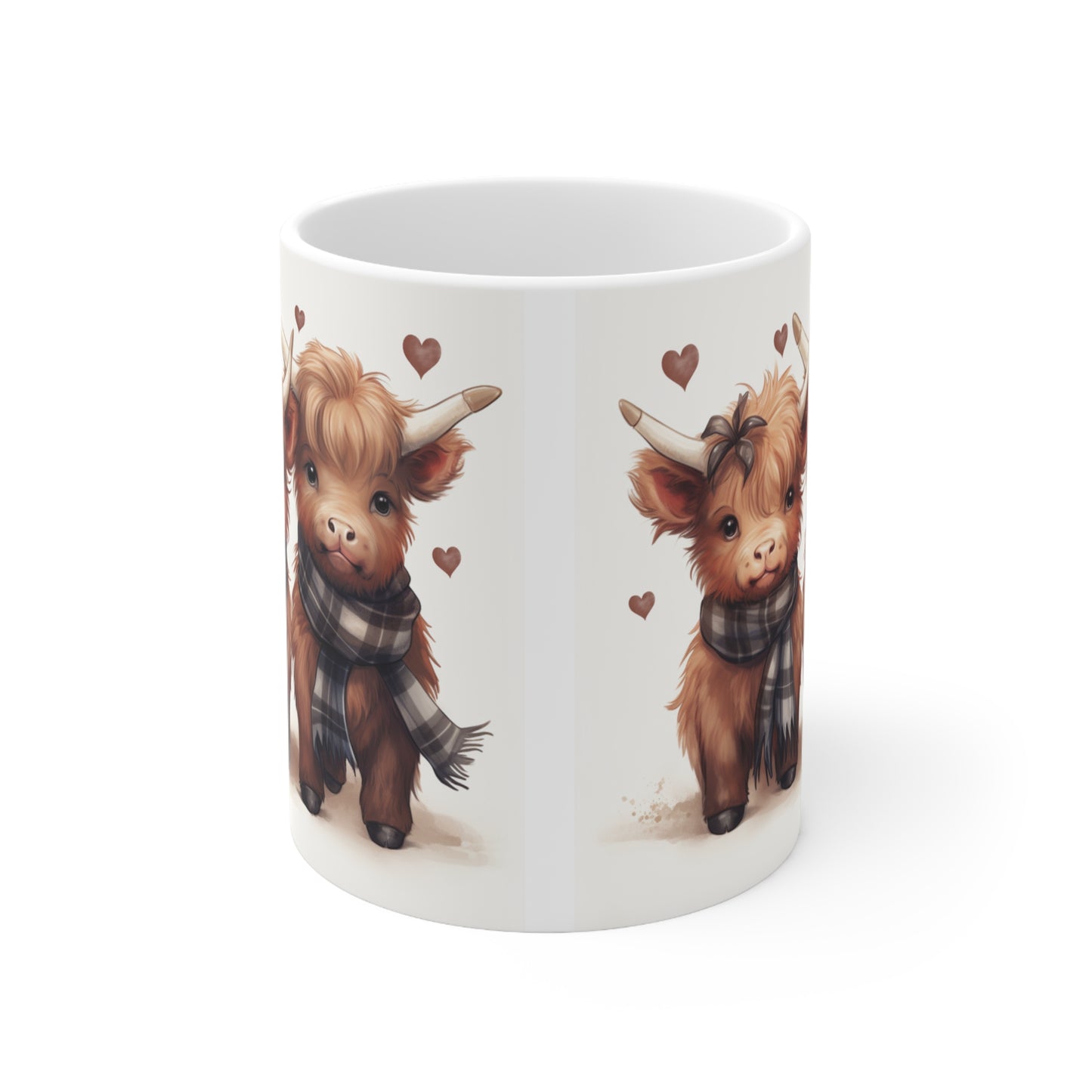 Personalised/Non Personalised Highland Cow, Ceramic Mug 11oz, Highland Cow Mug