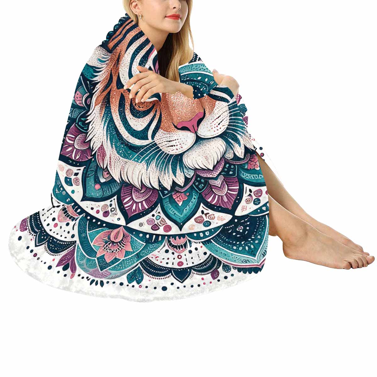 Mandella_Tiger_Awd35141  Circular Micro Fleece Blanket 60"